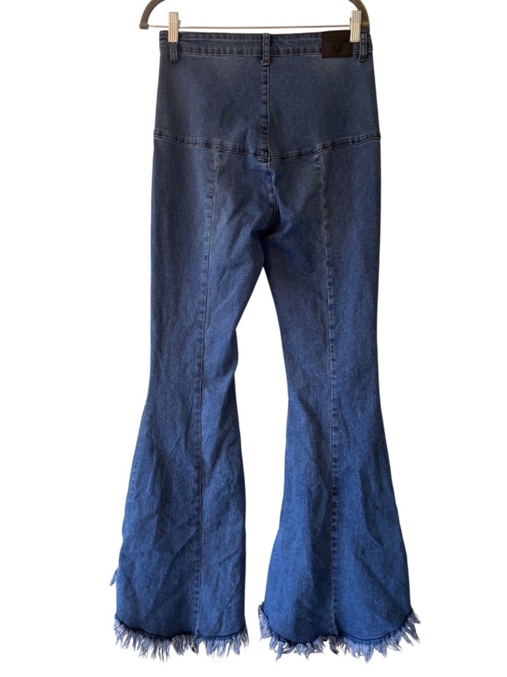 Lucky & Blessed High Rise Flare Denim Jeans With Frayed Hem - Size 12 - Picture 3 of 10
